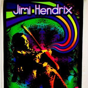jimi hendrix guitar solo pyschedelic black light groovy 2000s poster - rock god
